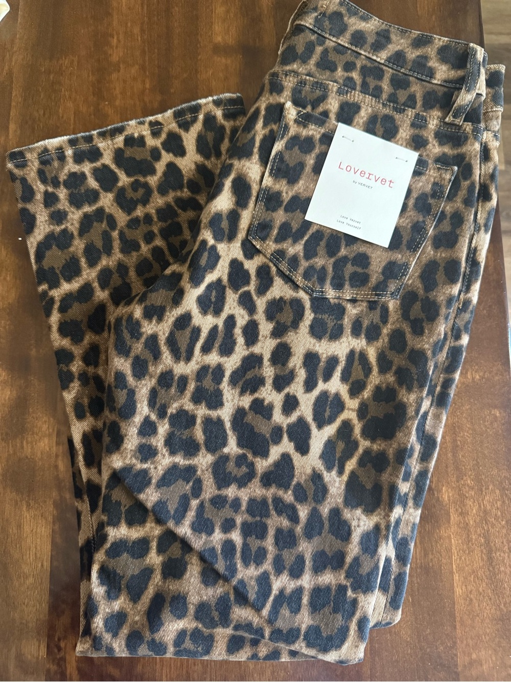 Lovevet Leopard Print Straight Leg Jeans - Brown/Black